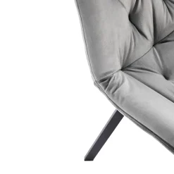 Garnero Arredamenti Sedie In Tessuto-Sedia da pranzo imbottita in velluto nero Sango Grigio