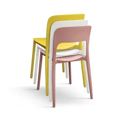Garnero Arredamenti Sedie Polipropilene-Sedia da pranzo impilabile moderna polipropilene Halyard Rosa