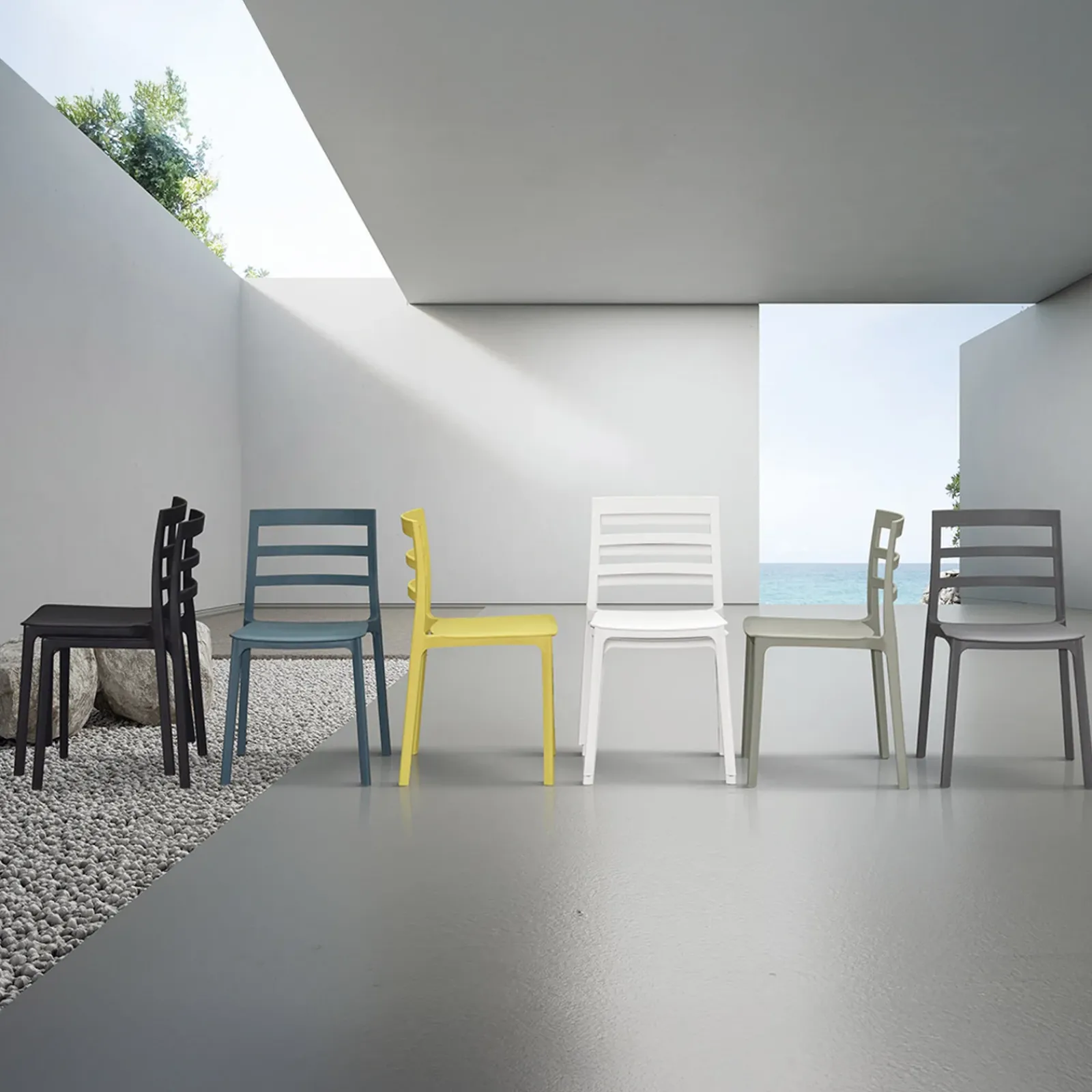 Garnero Arredamenti Sedie Polipropilene-Sedia da pranzo impilabile moderna in polipropilene Nature Giallo