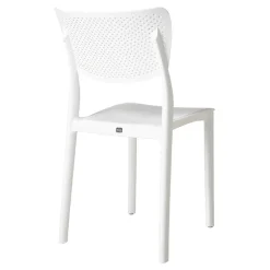 Garnero Arredamenti Sedie Polipropilene-Sedia da pranzo impilabile schienale forato polipropilene bianca Aura Bianco