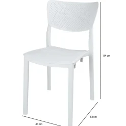 Garnero Arredamenti Sedie Polipropilene-Sedia da pranzo impilabile schienale forato polipropilene bianca Aura Bianco