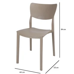 Garnero Arredamenti Sedie Polipropilene-Sedia da pranzo impilabile polipropilene beige Tania Tortora
