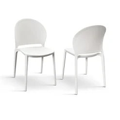 Garnero Arredamenti Sedie Polipropilene-Sedia da pranzo impilabile moderna in polipropilene Pelican Bianco