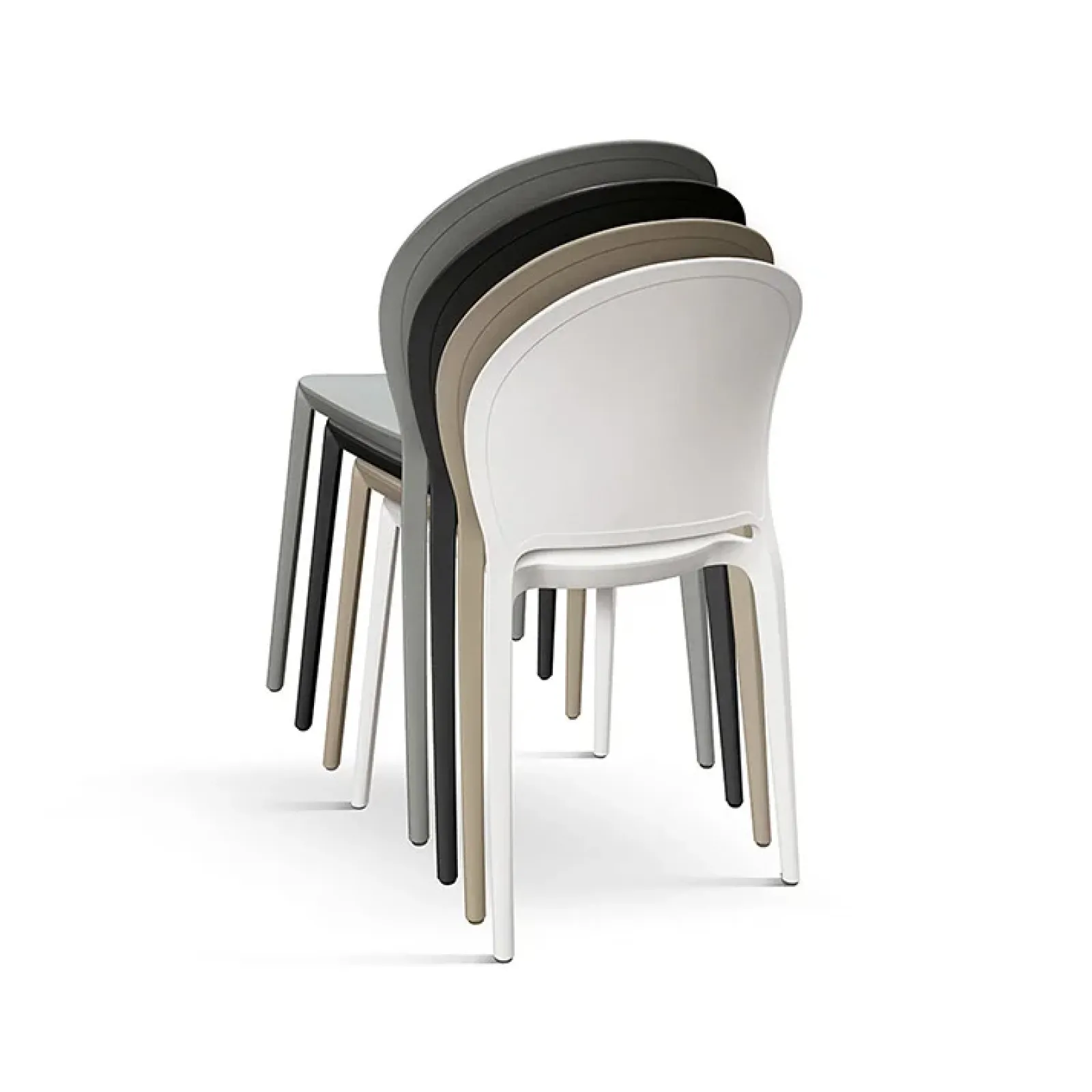 Garnero Arredamenti Sedie Polipropilene-Sedia da pranzo impilabile moderna in polipropilene Pelican Bianco