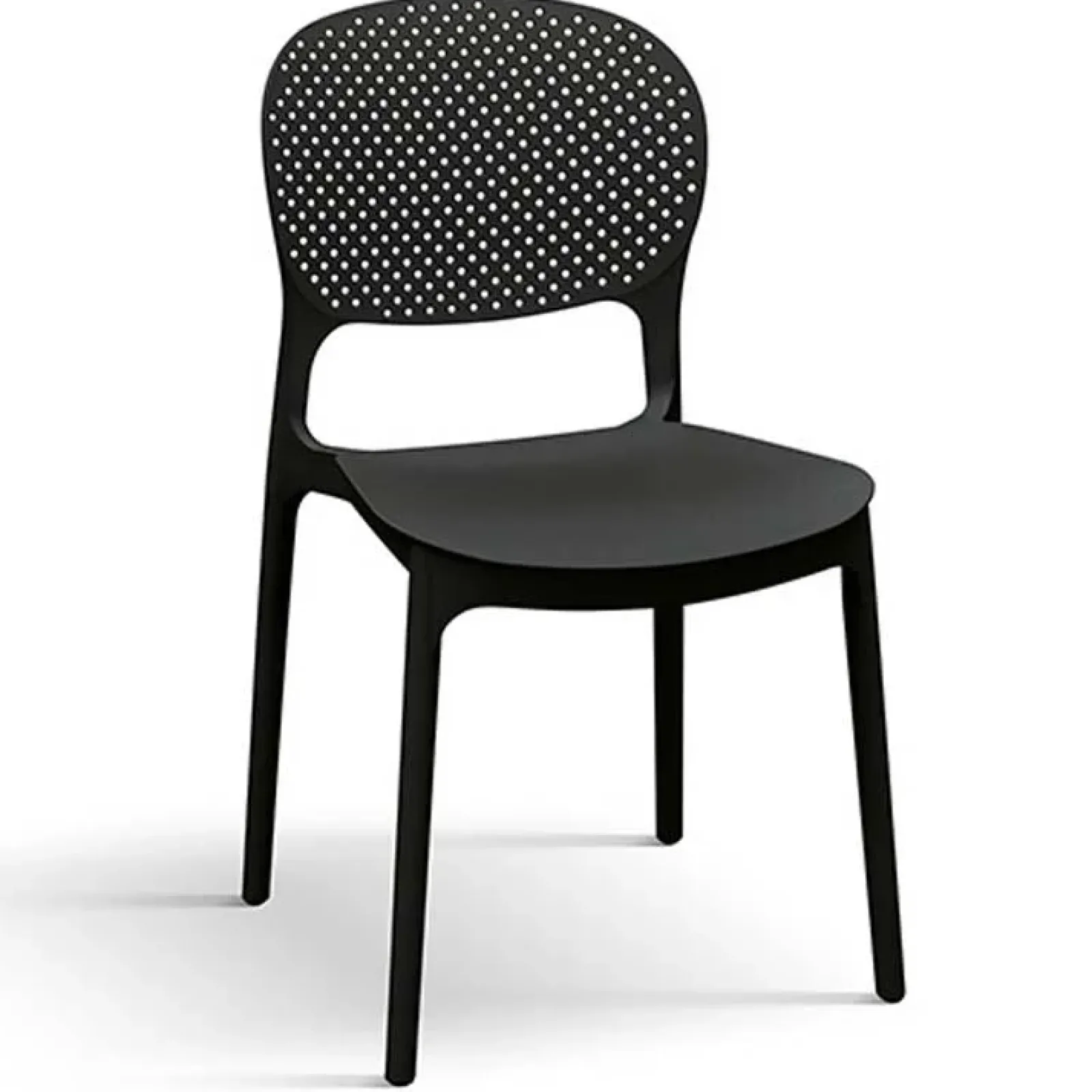 Garnero Arredamenti Sedie Polipropilene-Sedia da pranzo impilabile moderna in polipropilene Elbow Nero