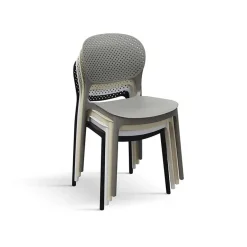 Garnero Arredamenti Sedie Polipropilene-Sedia da pranzo impilabile moderna in polipropilene Elbow Nero