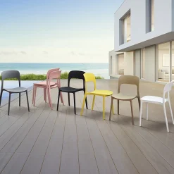 Garnero Arredamenti Sedie Polipropilene-Sedia da pranzo impilabile moderna polipropilene Halyard Tortora