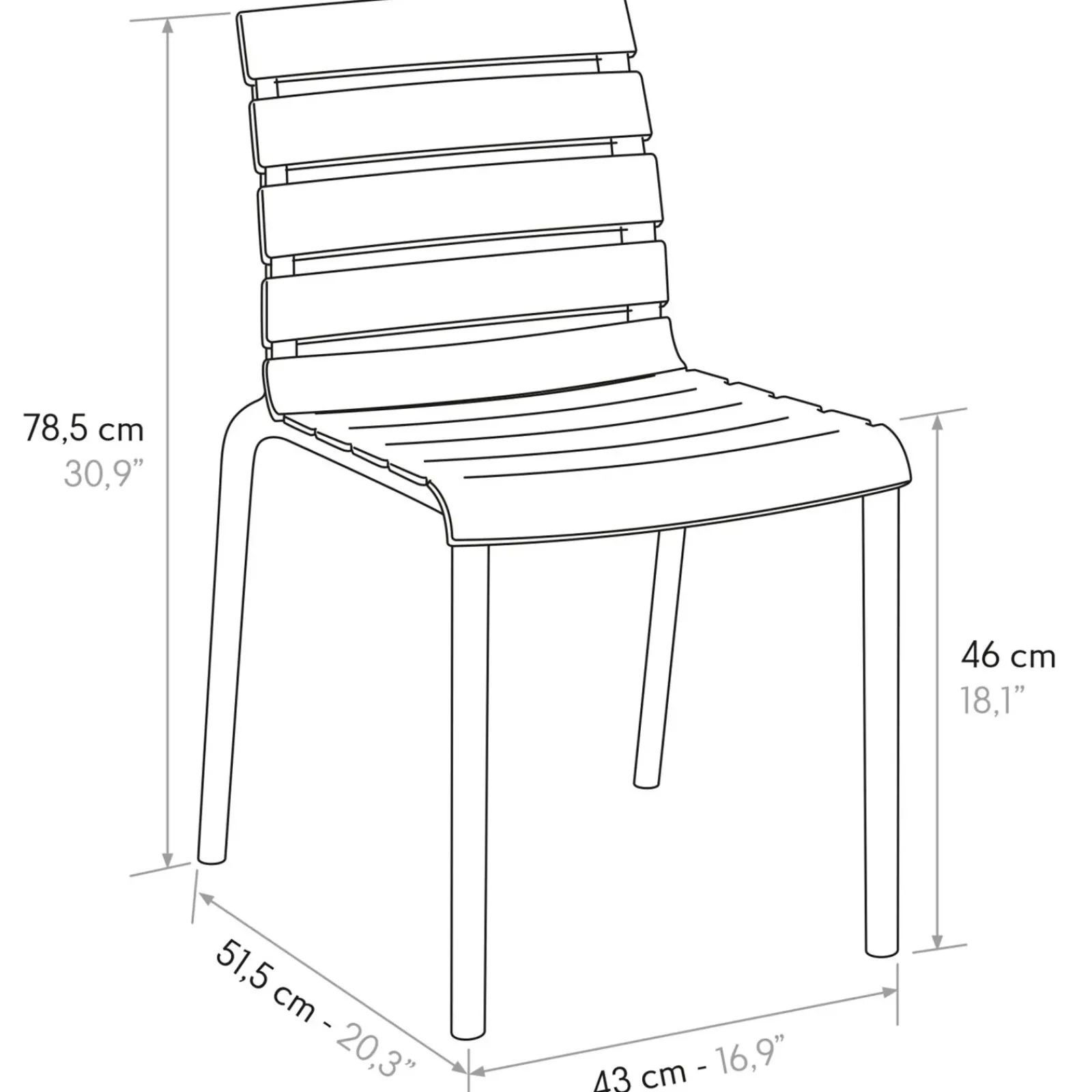 Garnero Arredamenti Sedie Polipropilene-Sedia da pranzo impilabile moderna in polipropilene Cesca Grigio