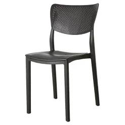 Garnero Arredamenti Sedie Polipropilene-Sedia da pranzo impilabile schienale forato polipropilene grigio Aura Antracite