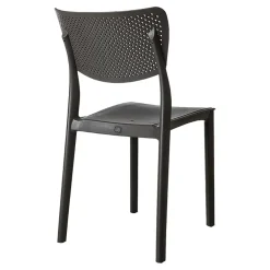 Garnero Arredamenti Sedie Polipropilene-Sedia da pranzo impilabile schienale forato polipropilene grigio Aura Antracite