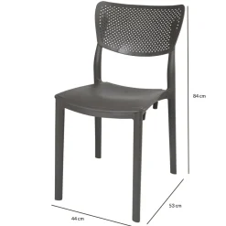 Garnero Arredamenti Sedie Polipropilene-Sedia da pranzo impilabile schienale forato polipropilene grigio Aura Antracite