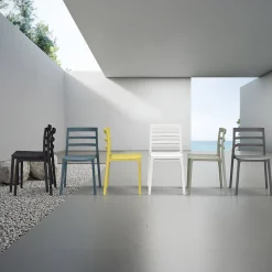 Garnero Arredamenti Sedie Polipropilene-Sedia da pranzo impilabile moderna in polipropilene blu Nature Azzurro