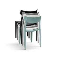 Garnero Arredamenti Sedie Polipropilene-Sedia da pranzo impilabile moderna in polipropilene Hans Nero