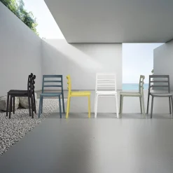 Garnero Arredamenti Sedie Polipropilene-Sedia da pranzo impilabile moderna in polipropilene Nature Bianco