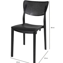 Garnero Arredamenti Sedie Polipropilene-Sedia da pranzo impilabile schienale forato polipropilene Aura Nero