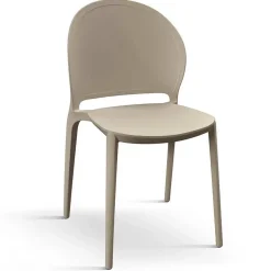 Garnero Arredamenti Sedie Polipropilene-Sedia da pranzo impilabile moderna in polipropilene Pelican Tortora