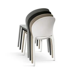 Garnero Arredamenti Sedie Polipropilene-Sedia da pranzo impilabile moderna in polipropilene Pelican Tortora