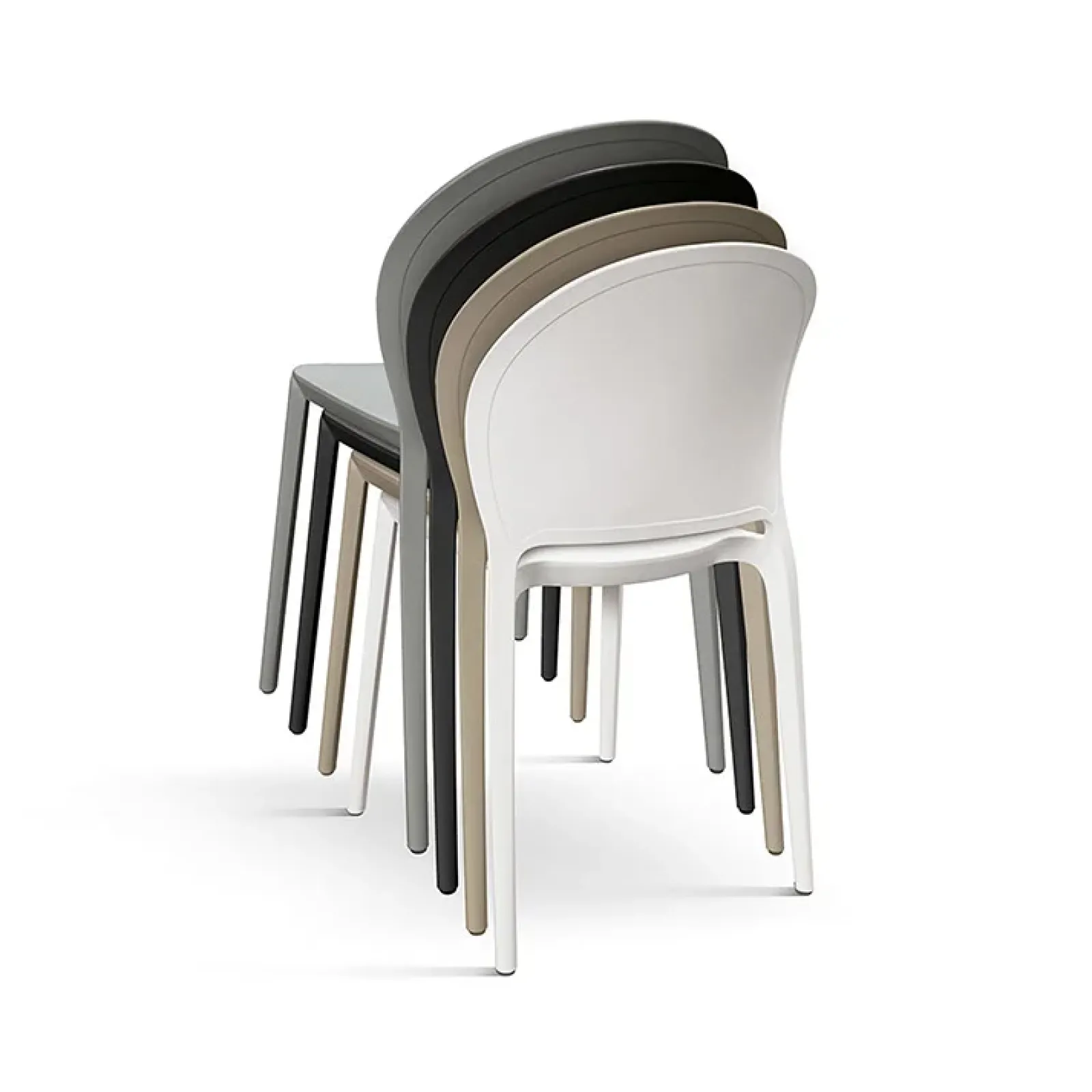 Garnero Arredamenti Sedie Polipropilene-Sedia da pranzo impilabile moderna in polipropilene Pelican Tortora