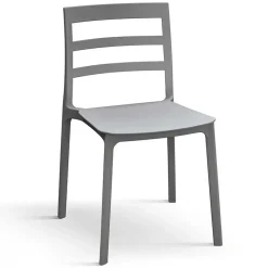 Garnero Arredamenti Sedie Polipropilene-Sedia da pranzo impilabile moderna in polipropilene Nature Grigio