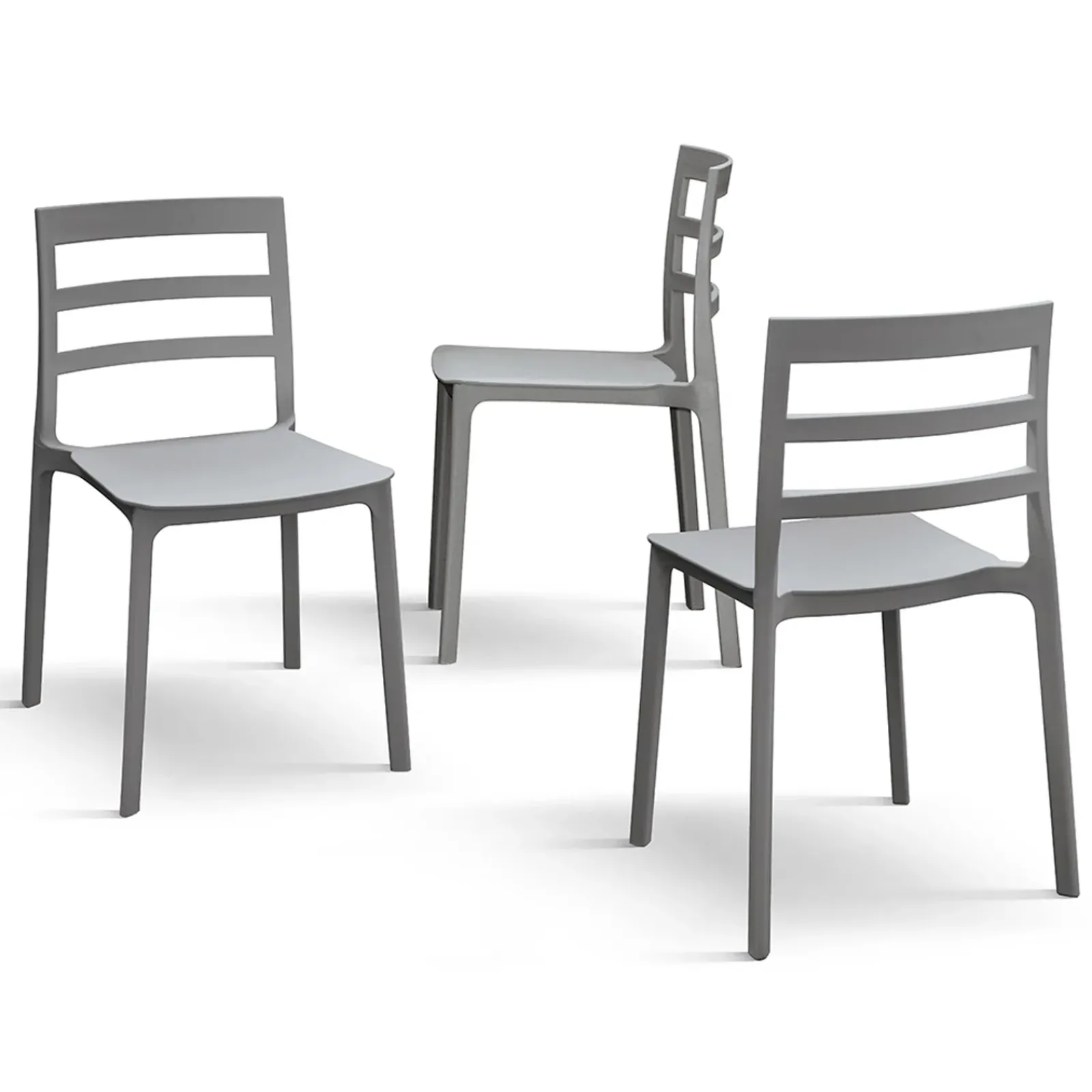 Garnero Arredamenti Sedie Polipropilene-Sedia da pranzo impilabile moderna in polipropilene Nature Grigio