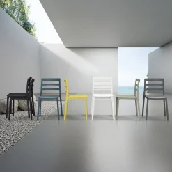 Garnero Arredamenti Sedie Polipropilene-Sedia da pranzo impilabile moderna in polipropilene Nature Grigio