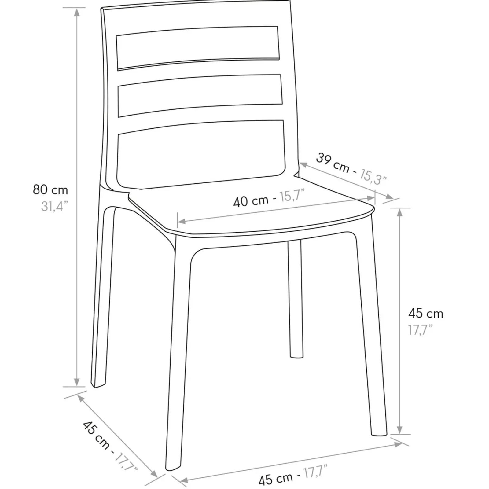 Garnero Arredamenti Sedie Polipropilene-Sedia da pranzo impilabile moderna in polipropilene Nature Grigio