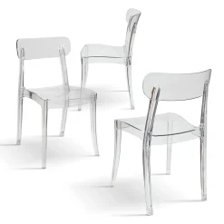 Garnero Arredamenti Sedie Polipropilene|Sedie Trasparenti E Plexiglass-Sedia da pranzo impilabile policarbonato trasparente Cristallo