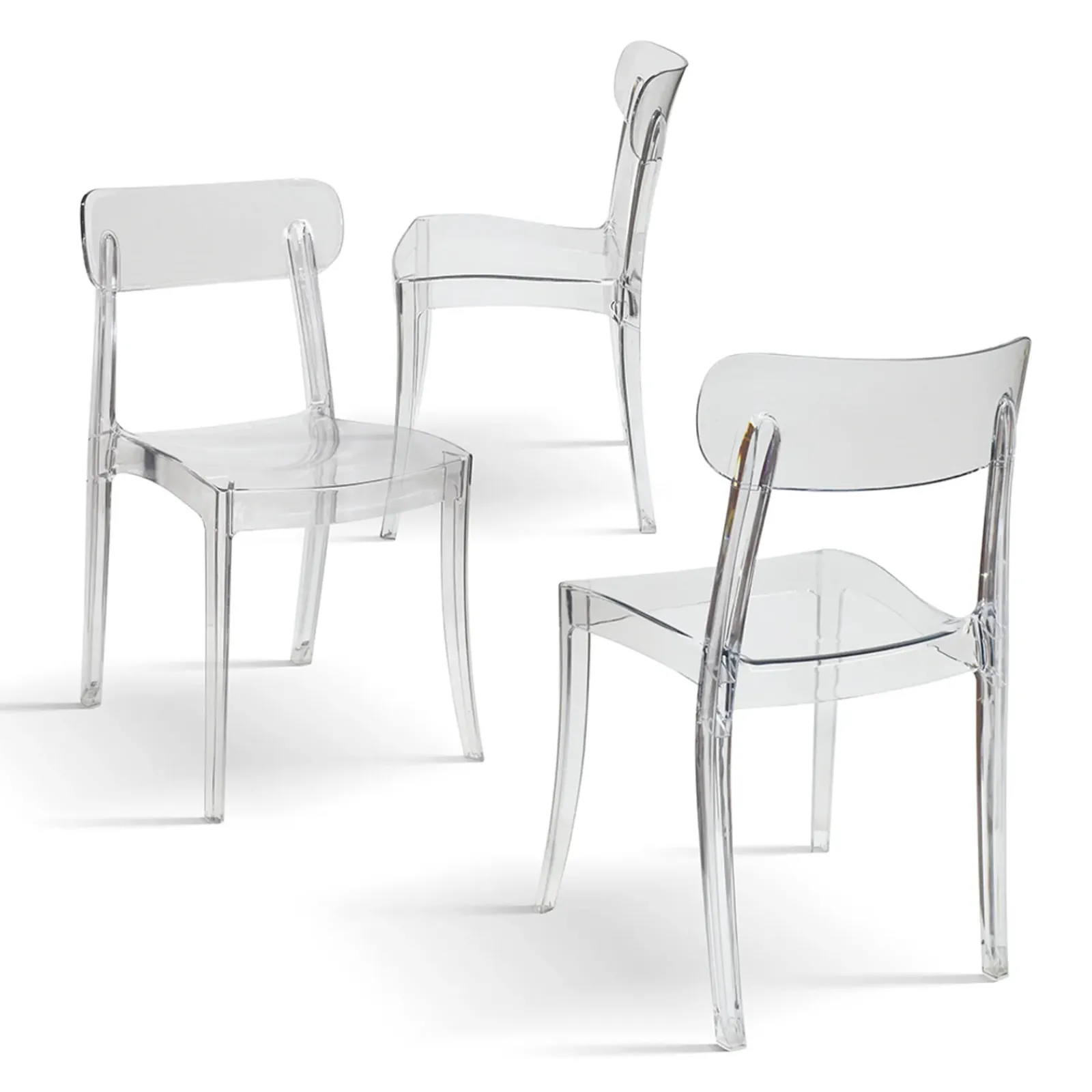 Garnero Arredamenti Sedie Polipropilene|Sedie Trasparenti E Plexiglass-Sedia da pranzo impilabile policarbonato trasparente Cristallo