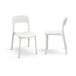 Garnero Arredamenti Sedie Polipropilene-Sedia da pranzo impilabile moderna polipropilene bianca Halyard Bianco