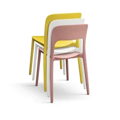 Garnero Arredamenti Sedie Polipropilene-Sedia da pranzo impilabile moderna polipropilene bianca Halyard Bianco