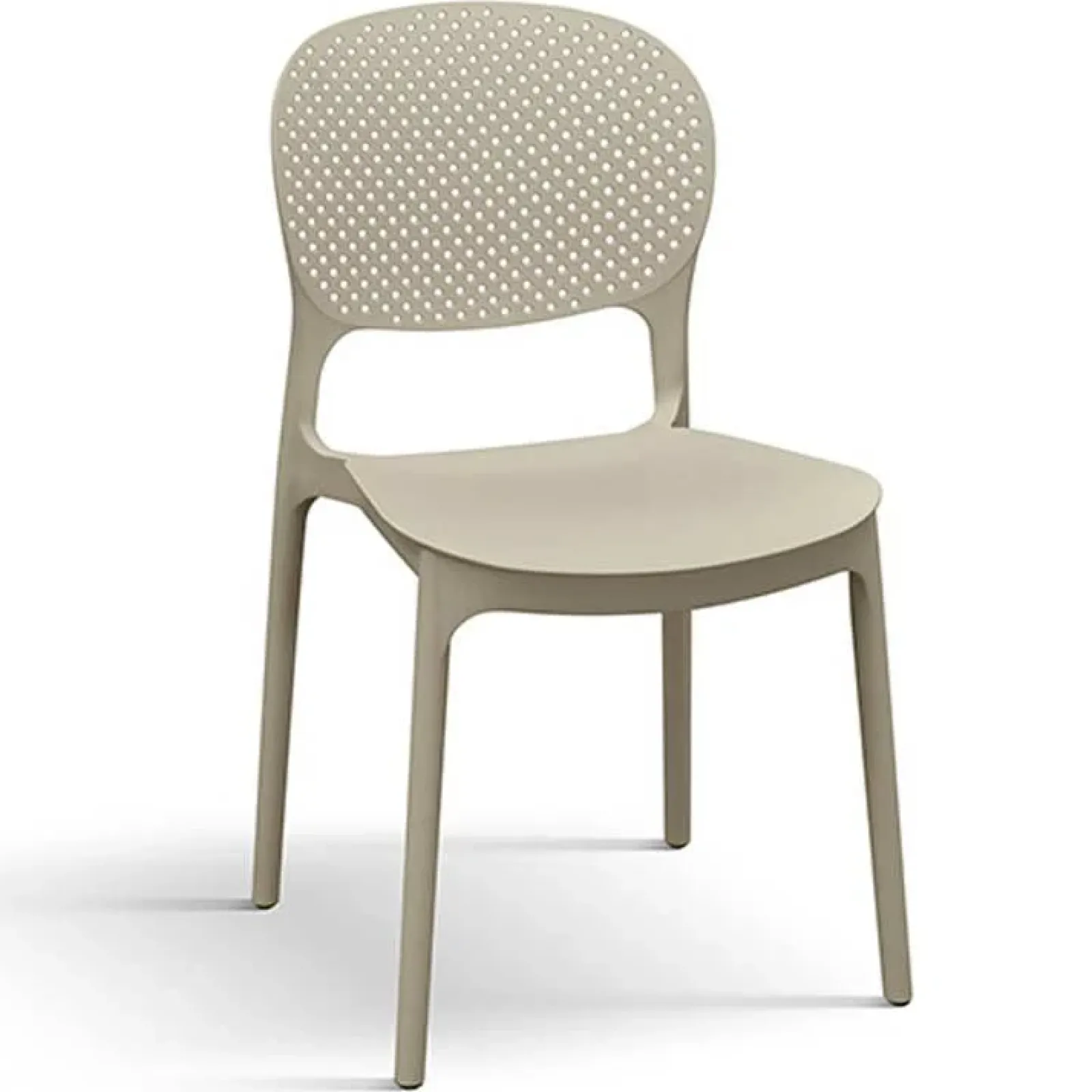 Garnero Arredamenti Sedie Polipropilene-Sedia da pranzo impilabile moderna in polipropilene Elbow Tortora