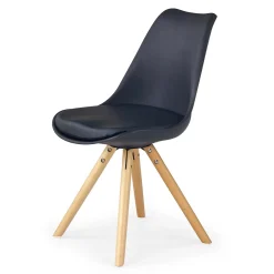 Garnero Arredamenti Sedie Sala Attesa|Sedie Imbottite Ecopelle-Sedia da pranzo in ecopelle design moderno gambe in legno rovere Nives Nero