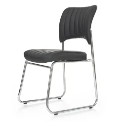 Garnero Arredamenti Sedie Sala Attesa|Sedie Imbottite Ecopelle-Sedia da pranzo in ecopelle nero acciaio Algeri