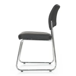 Garnero Arredamenti Sedie Sala Attesa|Sedie Imbottite Ecopelle-Sedia da pranzo in ecopelle nero acciaio Algeri