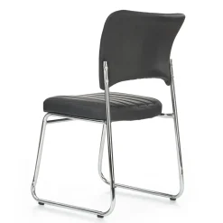 Garnero Arredamenti Sedie Sala Attesa|Sedie Imbottite Ecopelle-Sedia da pranzo in ecopelle nero acciaio Algeri