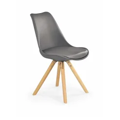 Garnero Arredamenti Sedie Sala Attesa|Sedie Imbottite Ecopelle-Sedia da pranzo in ecopelle design moderno gambe in legno rovere Nives Grigio