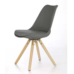 Garnero Arredamenti Sedie Sala Attesa|Sedie Imbottite Ecopelle-Sedia da pranzo in ecopelle design moderno gambe in legno rovere Nives Grigio