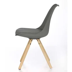 Garnero Arredamenti Sedie Sala Attesa|Sedie Imbottite Ecopelle-Sedia da pranzo in ecopelle design moderno gambe in legno rovere Nives Grigio