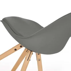 Garnero Arredamenti Sedie Sala Attesa|Sedie Imbottite Ecopelle-Sedia da pranzo in ecopelle design moderno gambe in legno rovere Nives Grigio