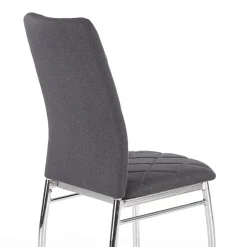 Garnero Arredamenti Sedie In Tessuto-Sedia da pranzo in tessuto scuro con gambe in metallo Amanda Grigio