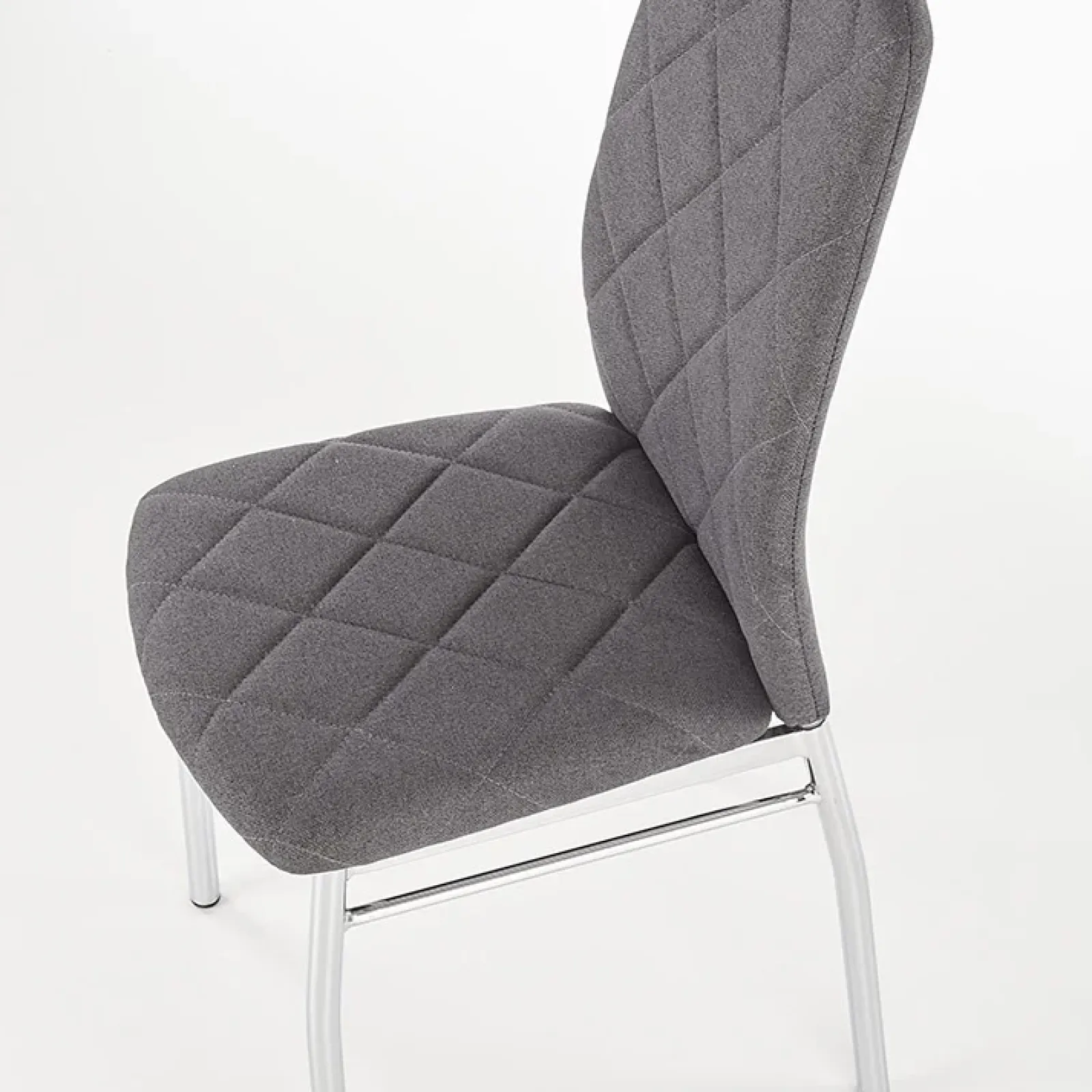 Garnero Arredamenti Sedie In Tessuto-Sedia da pranzo in tessuto scuro con gambe in metallo Amanda Grigio