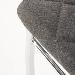 Garnero Arredamenti Sedie In Tessuto-Sedia da pranzo in tessuto scuro con gambe in metallo Amanda Grigio