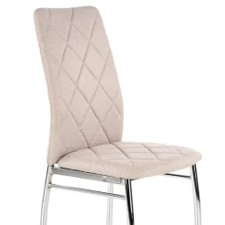 Garnero Arredamenti Sedie In Tessuto-Sedia da pranzo in tessuto con gambe in metallo Amanda Beige