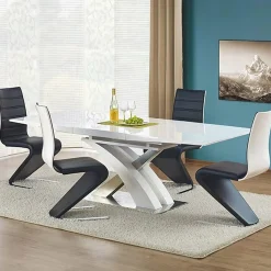 Garnero Arredamenti Sedie Imbottite Ecopelle-Sedia da pranzo moderna in ecopelle nero bianco gamba in acciaio Elina