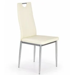 Garnero Arredamenti Sedie Imbottite Ecopelle-Sedia da pranzo moderna in ecopelle avorio con gambe in acciaio Ginevra Gihome® Bianco