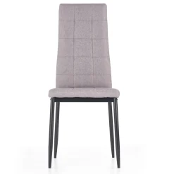 Garnero Arredamenti Sedie In Tessuto-Sedia da pranzo moderna in tessuto grigio e metallo nero Ylenia