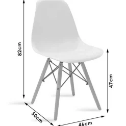 Garnero Arredamenti Sedie Polipropilene-Sedia da pranzo stile scandinavo in polipropilene gambe legno Efesto Bianco