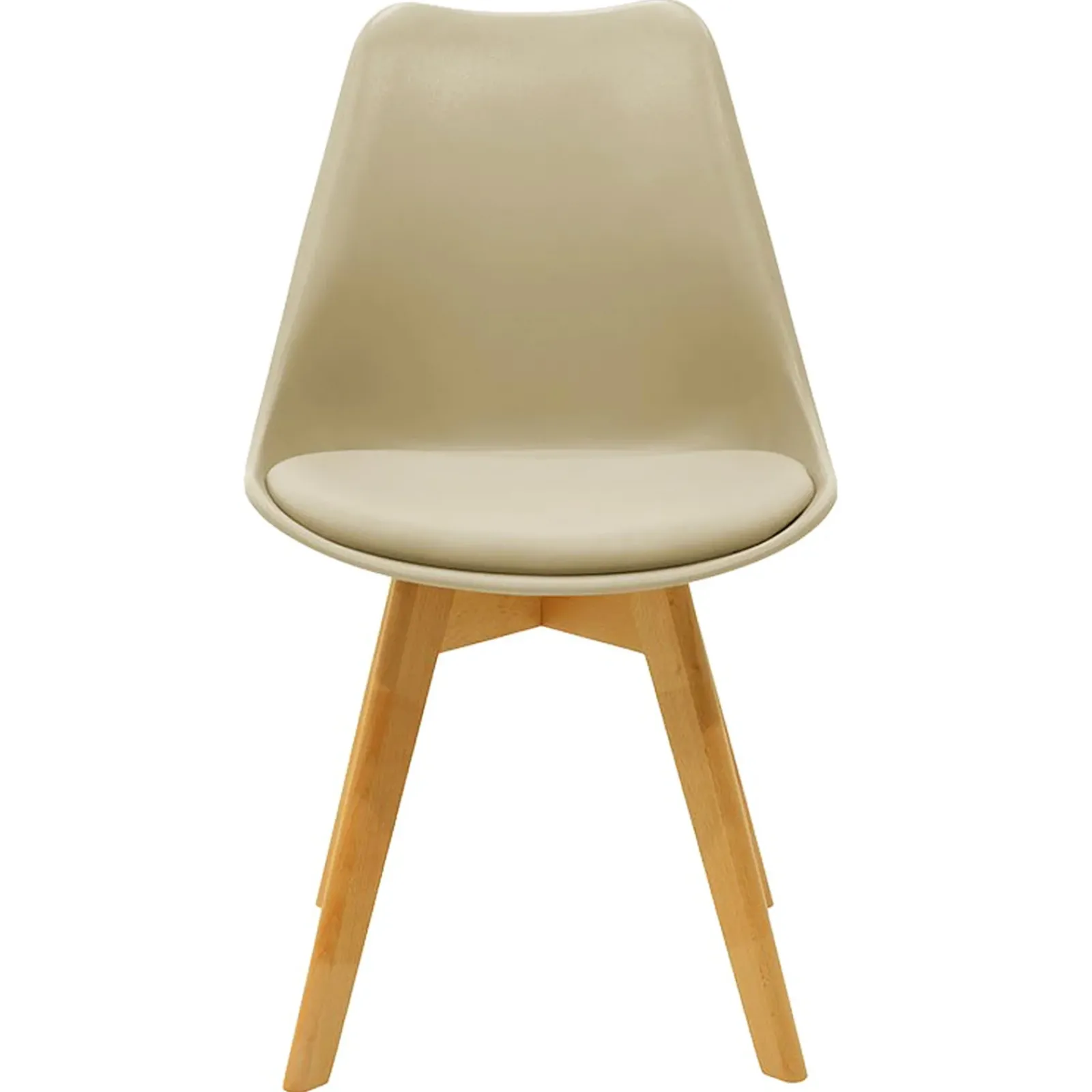 Garnero Arredamenti Sedie Imbottite Ecopelle|Sedie Polipropilene-Sedia da pranzo stile scandinavo imbottita beige gambe legno Riccia Beige - Rovere