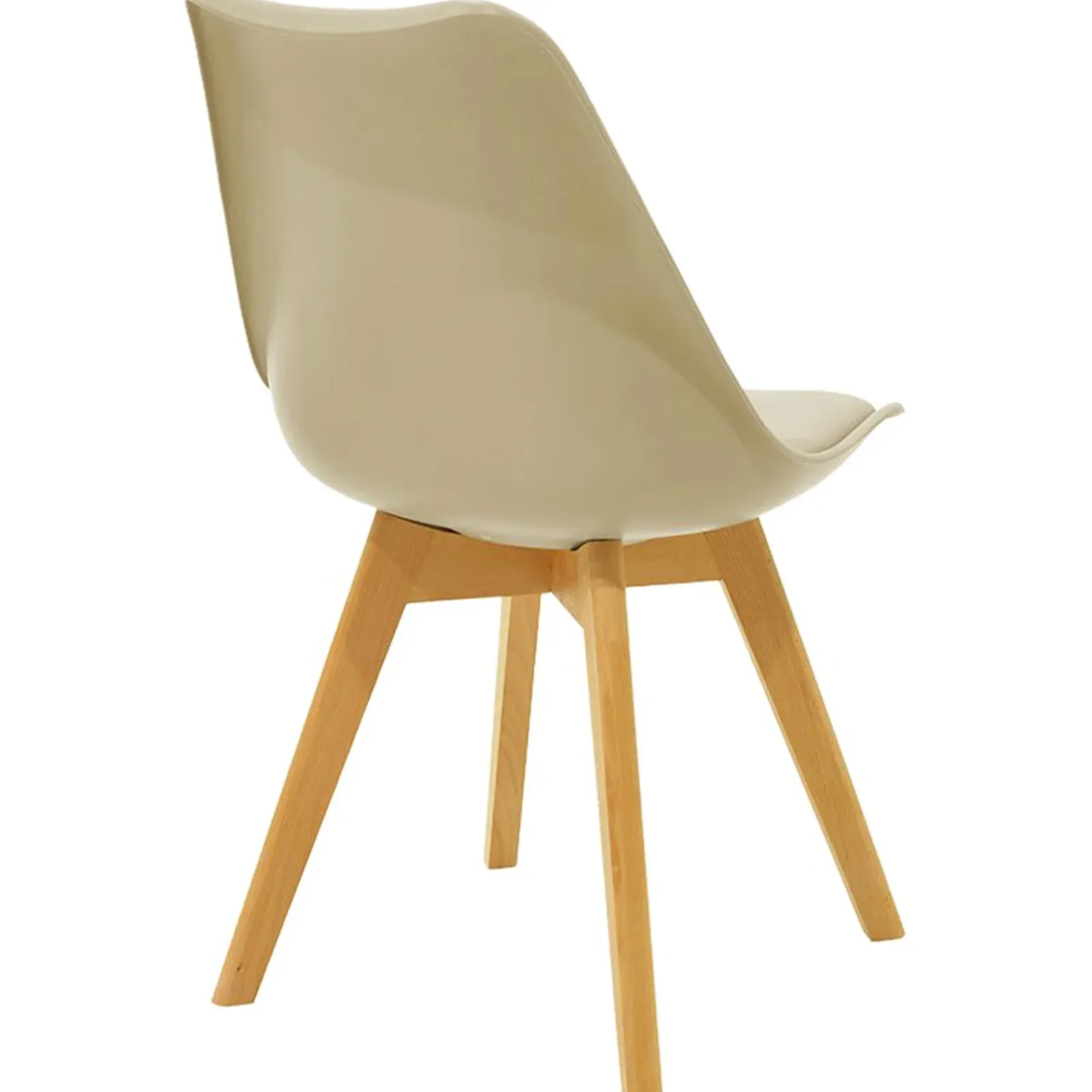 Garnero Arredamenti Sedie Imbottite Ecopelle|Sedie Polipropilene-Sedia da pranzo stile scandinavo imbottita beige gambe legno Riccia Beige - Rovere