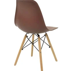 Garnero Arredamenti Sedie Polipropilene-Sedia da pranzo stile scandinavo in polipropilene gambe legno Efesto Marrone